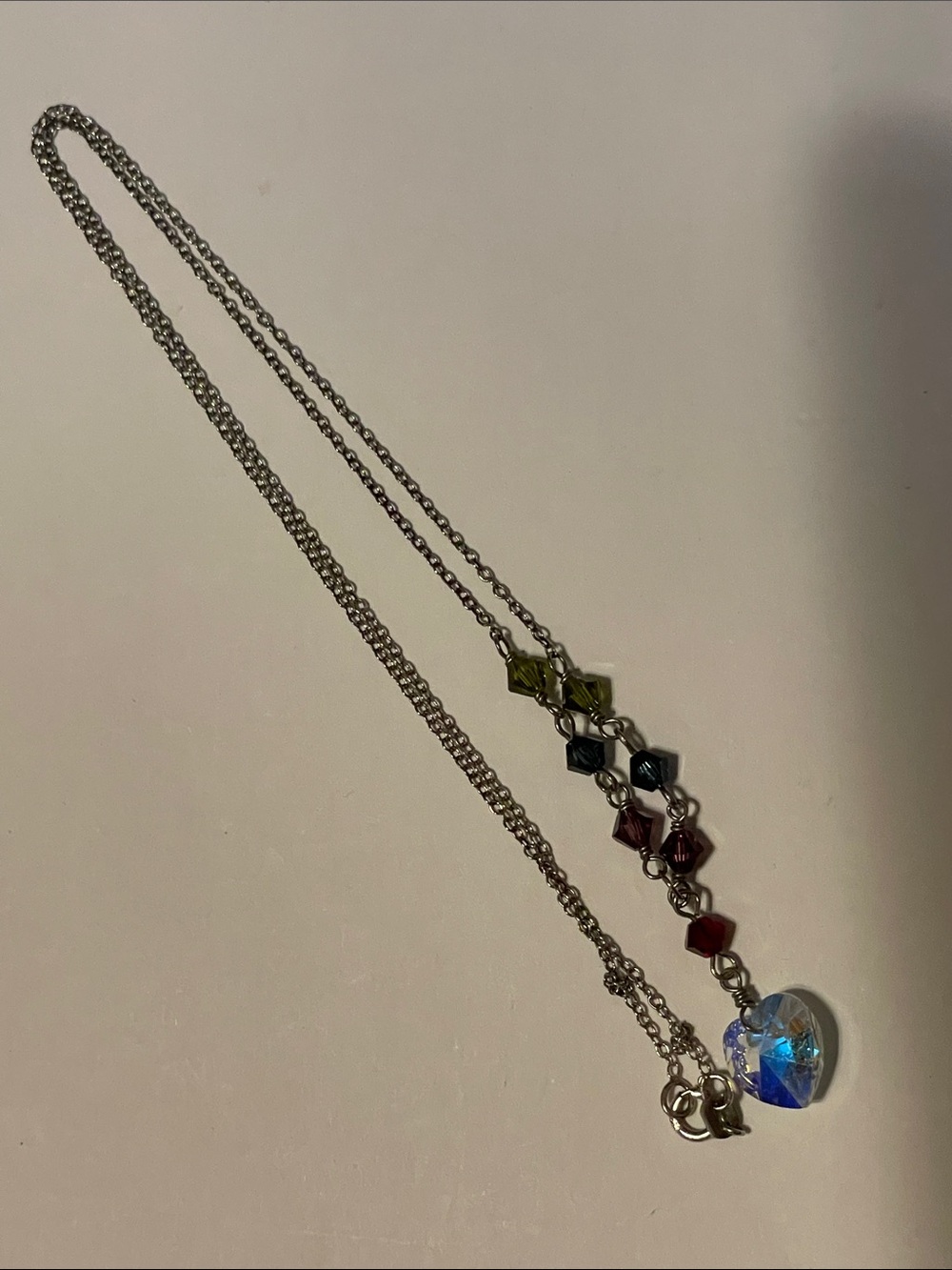 Sterling Silver Multicolor Crystal Heart Pendant Necklace - Women's Jewelry